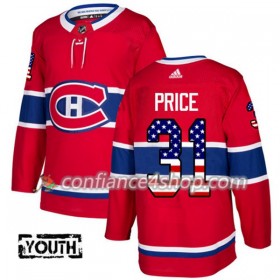Adidas Maillot de Hockey Montreal Canadiens Carey Price 31 2017-2018 Rouge USA Flag Fashion Authentic - Enfant